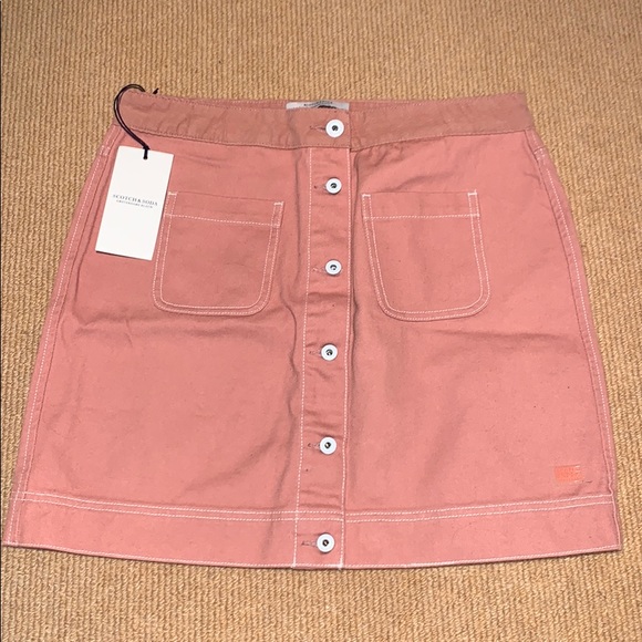 Scotch and Soda pink button up jean skirt w/ pockets - Picture 2 of 6